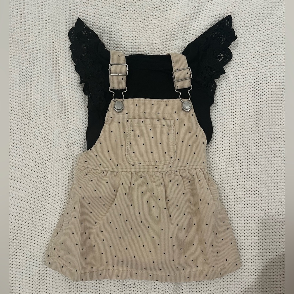 Zara overall dress and black onesie set 3-6 months